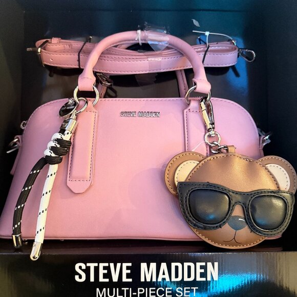 NWT STEVE MADDEN BTHORNE CHARM BOX CROSSBODY SATCHEL BAG COSMETIC PINK - Picture 1 of 6